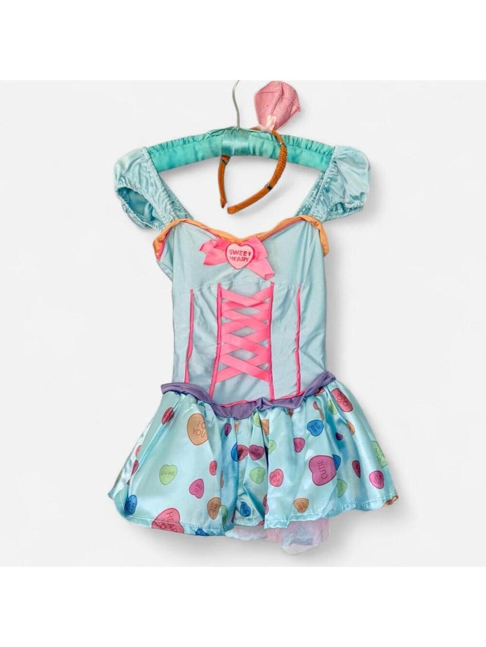 Rubies Y2K Blue Pink Conversation Heart Sweetheart Corset Sexy Halloween Costume
